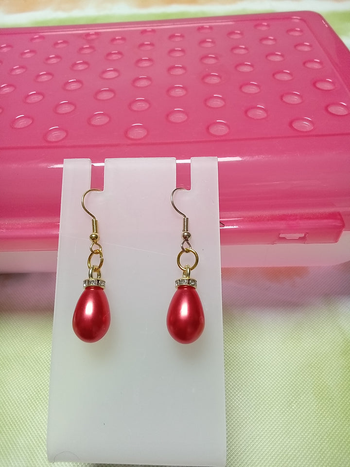 Red teardrop earrings