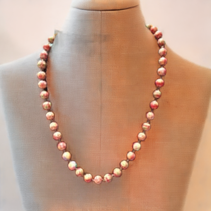 Red beads on bronze chain